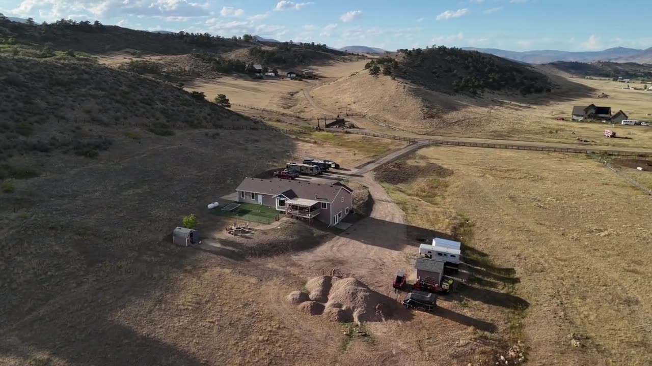 Drone view of the Golden Valley Rd ranch in the Loveland foothills